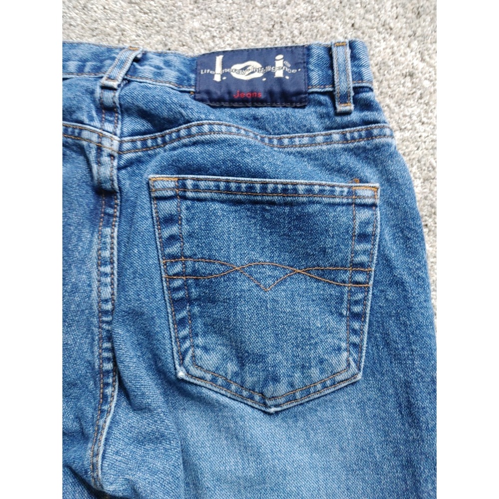 Vtg lei Denim Jeans Womens Sz 5 Bohemian Flare Patch Floral Embellished Cottage - Picture 7 of 9